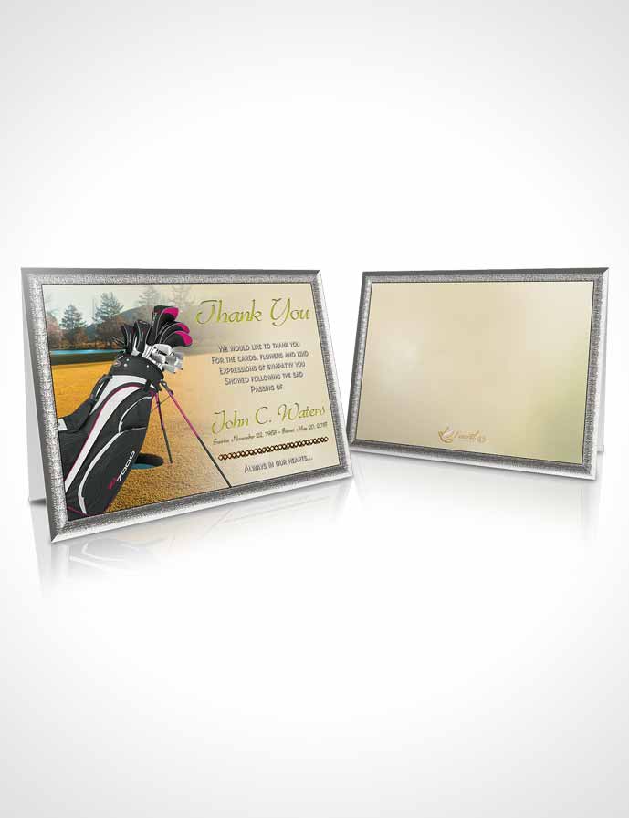 Funeral Thank You Card Template Golfing Day Golden Sunset