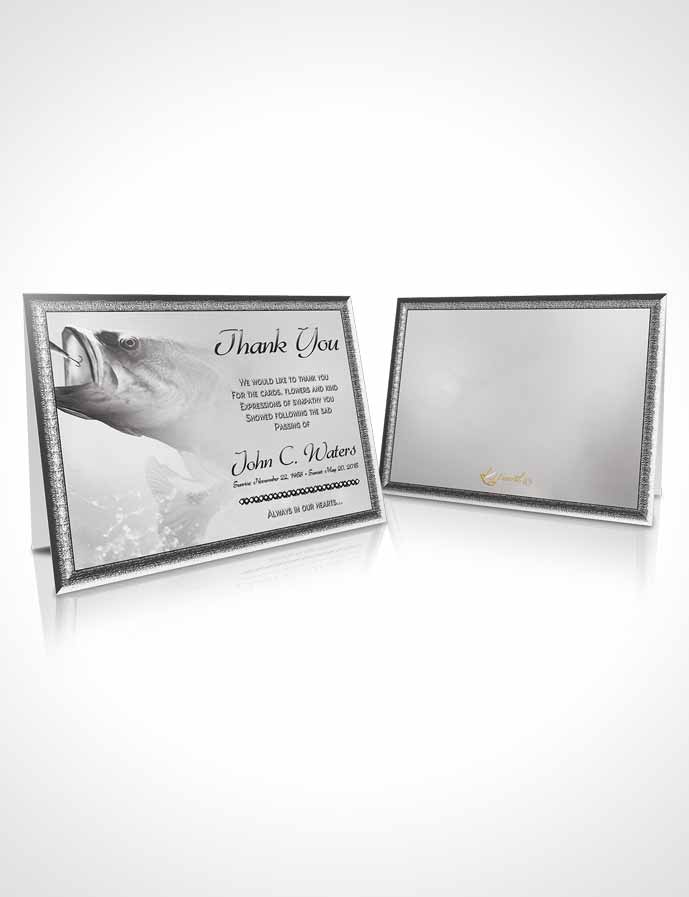 Funeral Thank You Card Template Gone Fishing Black and White
