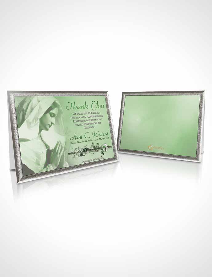 Funeral Thank You Card Template Hail Mary Emerald Glow