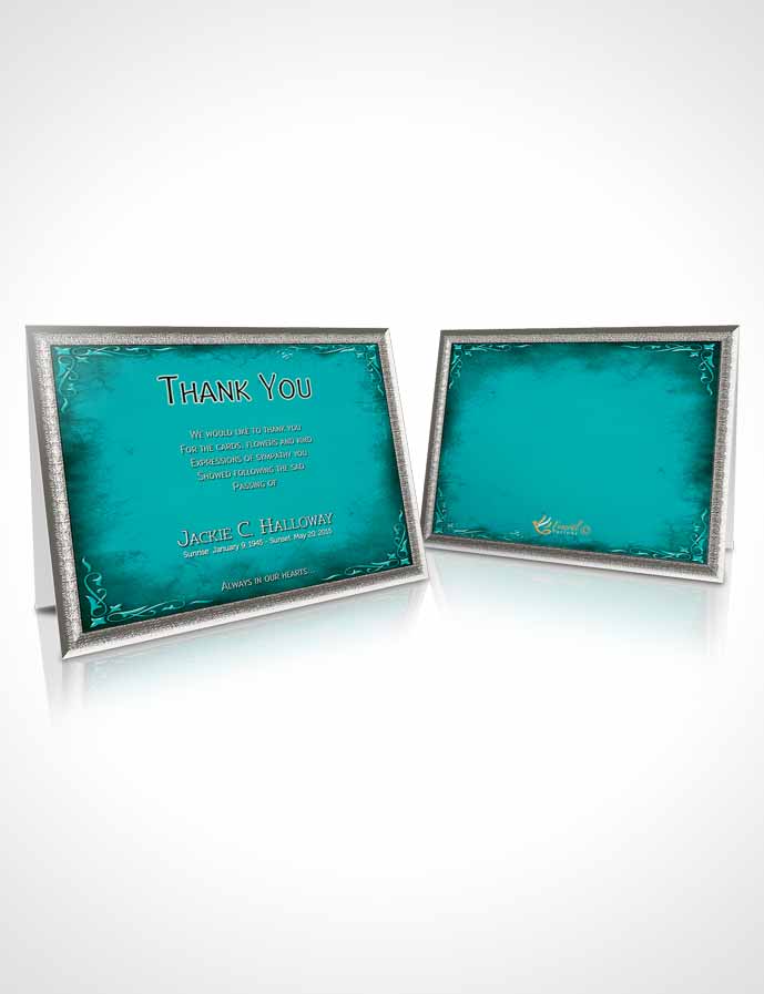 Funeral Thank You Card Template Heavens Touch Cyan Beauty