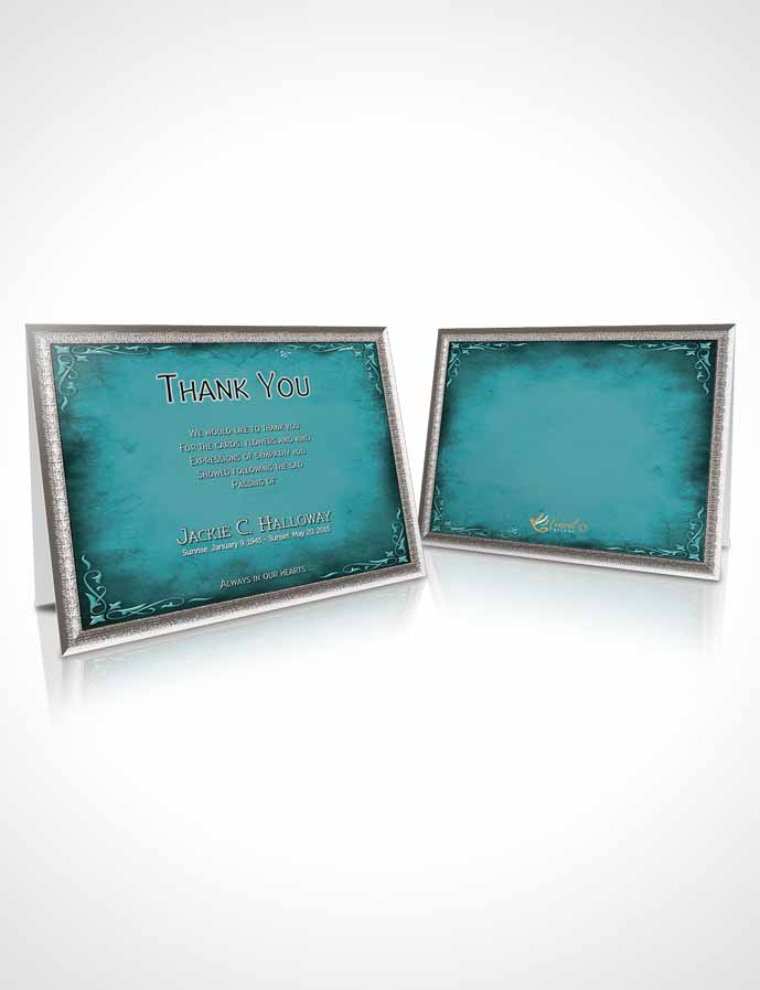 Funeral Thank You Card Template Heavens Touch Soft Turquoise Breeze