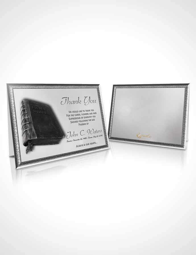 Funeral Thank You Card Template Holy Bible Black and White