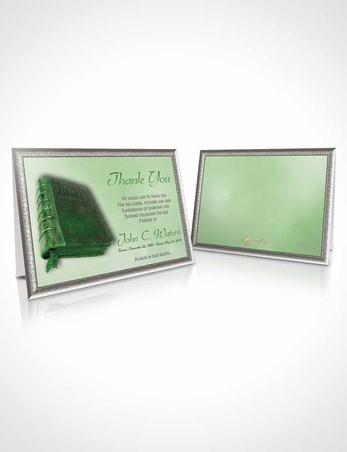 Funeral Thank You Card Template Holy Bible Emerald Glow