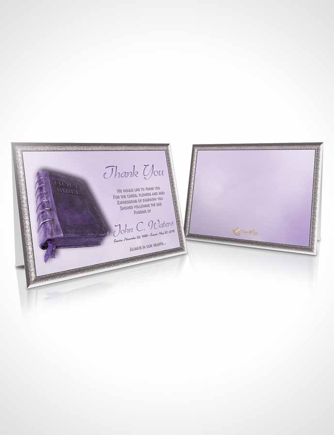 Funeral Thank You Card Template Holy Bible Lavender Honor