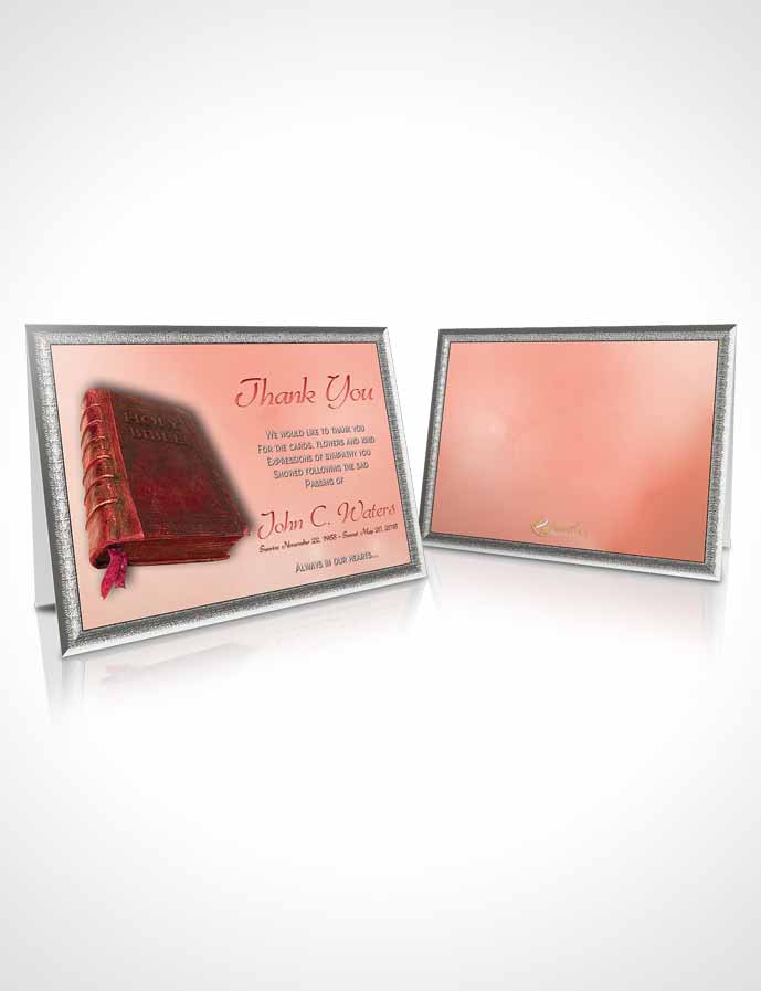 Funeral Thank You Card Template Holy Bible Ruby Sunset