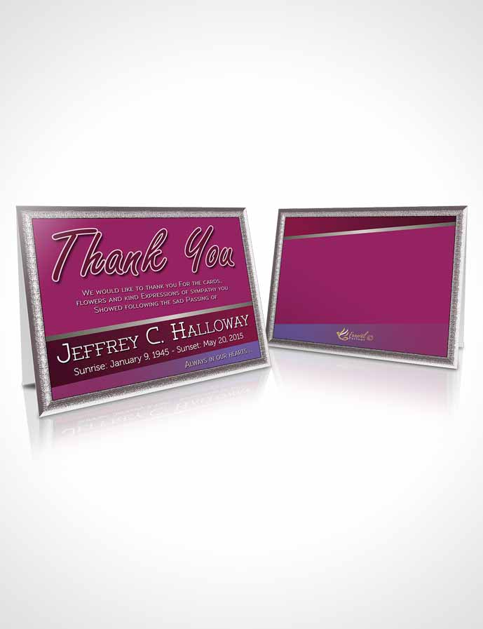 Funeral Thank You Card Template Hot Pink Majesty Tranquility Dark