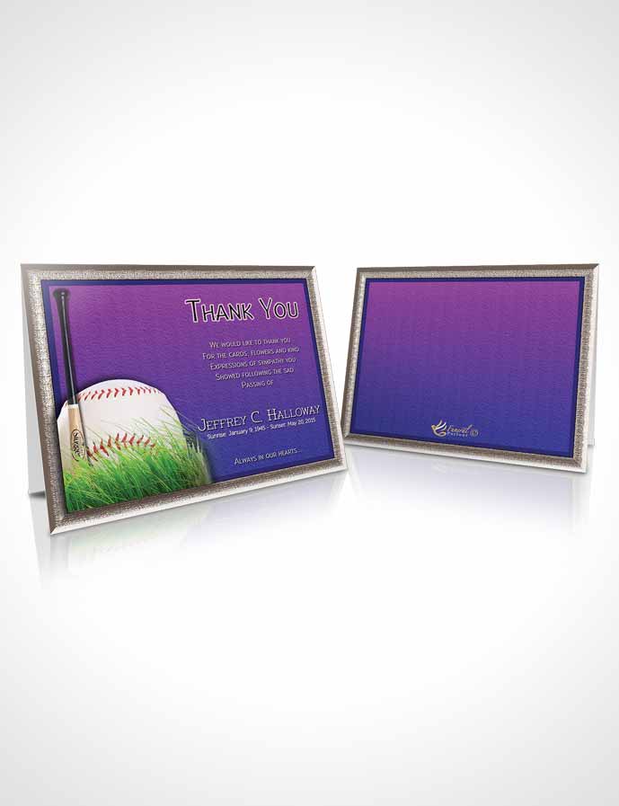 Funeral Thank You Card Template Lavender Love Baseball Star Dark