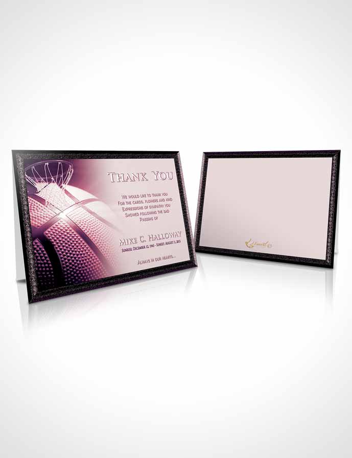 Funeral Thank You Card Template Lavender Love Basketball Honor