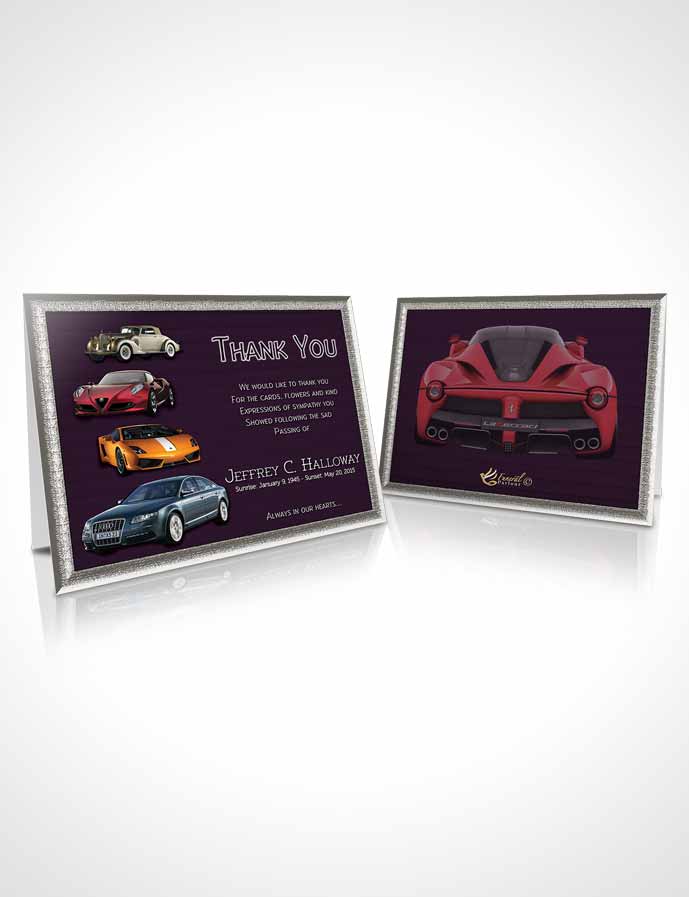 Funeral Thank You Card Template Lavender Love Car Enthusiast