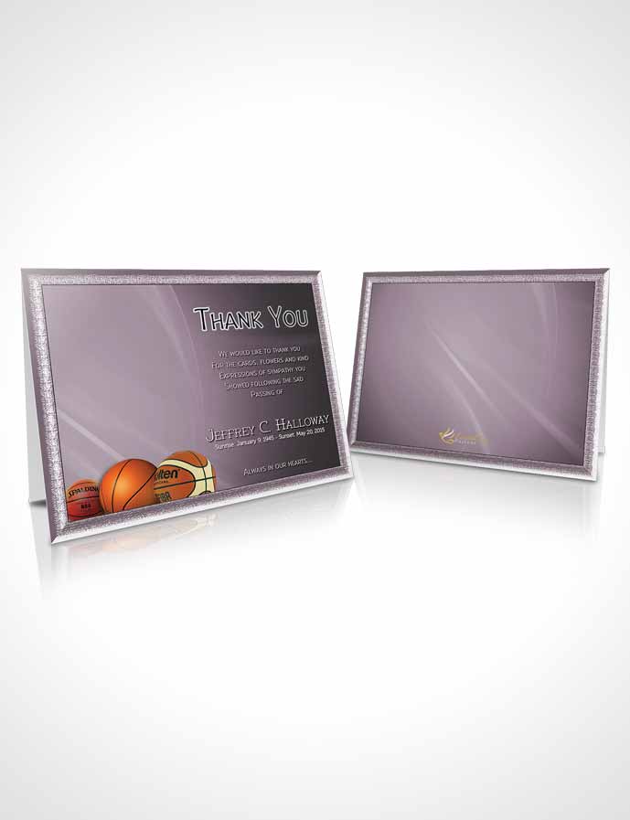 Funeral Thank You Card Template Lavender Mist Basketball Lover Light