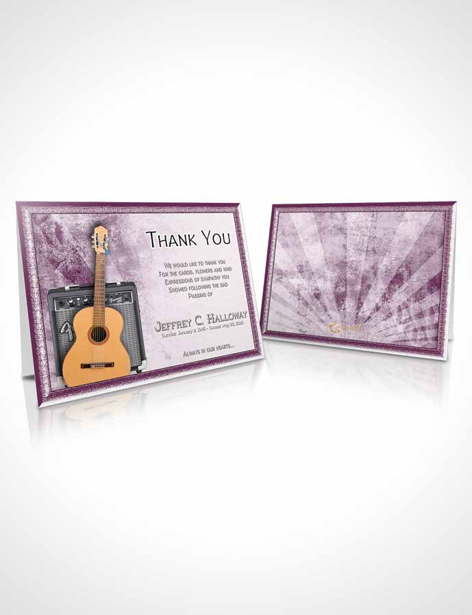 Funeral Thank You Card Template Lavender Musician