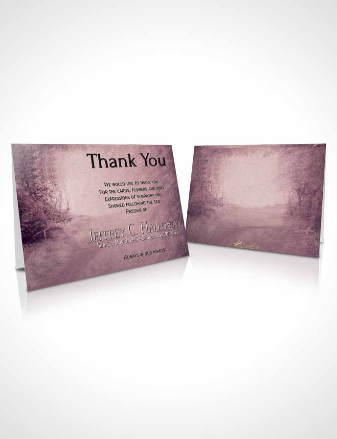Funeral Thank You Card Template Lavender Sunrise Walk in the Woods