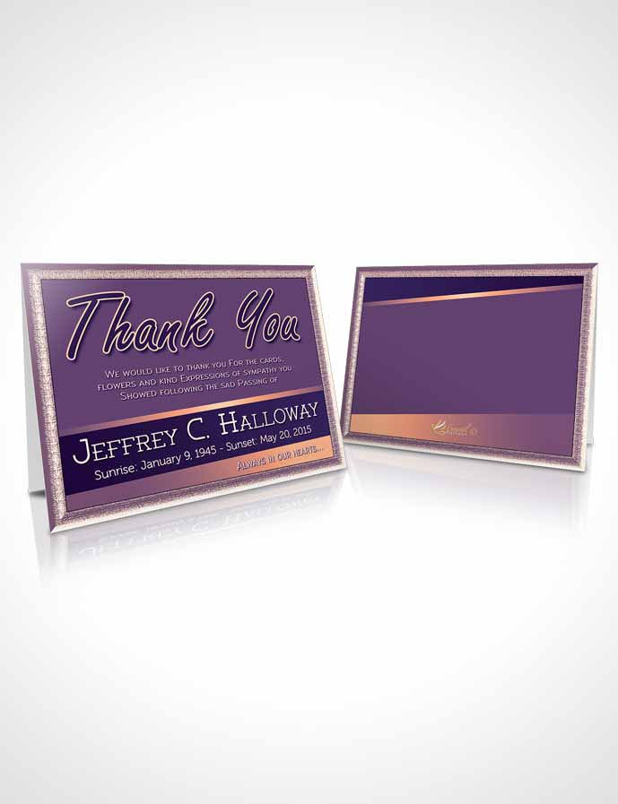 Funeral Thank You Card Template Lavender Sunset Tranquility Dark