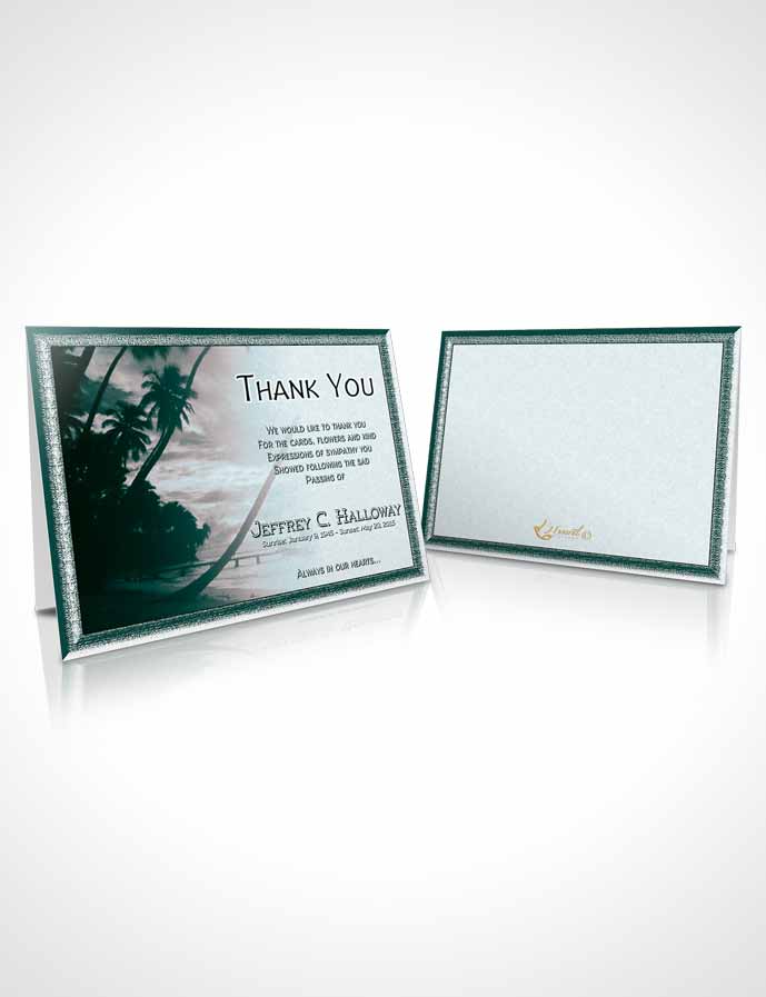 Funeral Thank You Card Template Martial Arts Turquoise Sunset