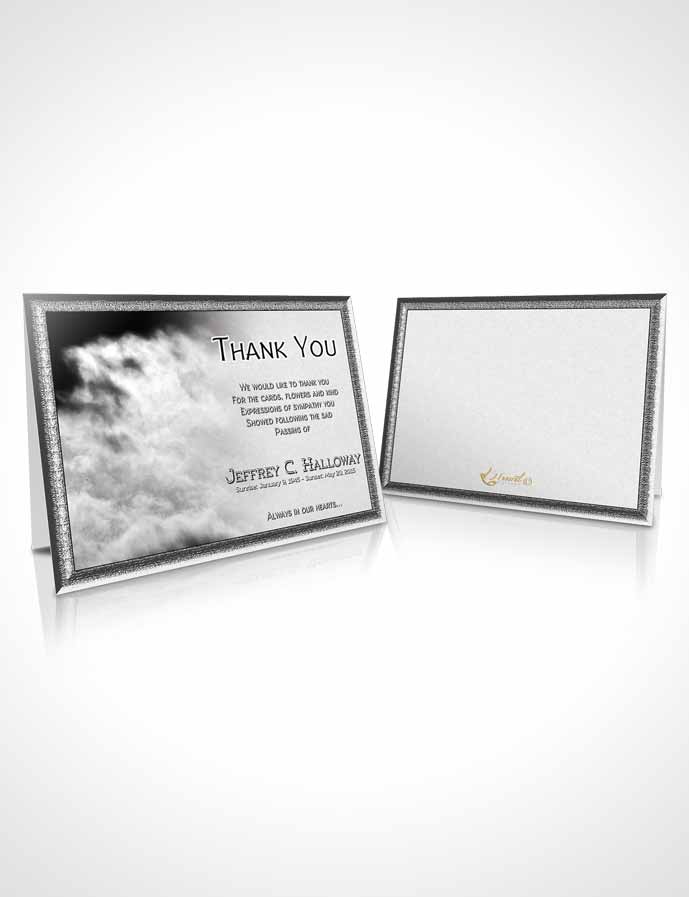 Funeral Thank You Card Template Misty Black and White Clouds