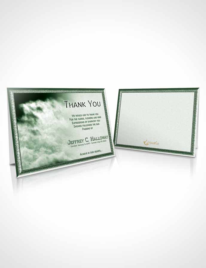 Funeral Thank You Card Template Misty Emeralds Clouds