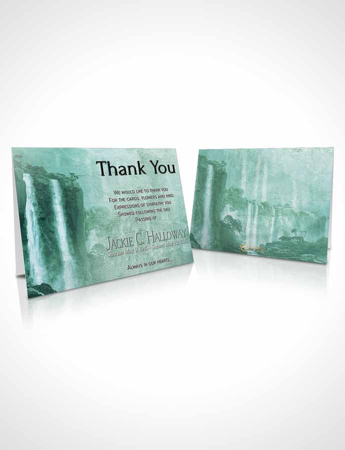 Funeral Thank You Card Template Natures Emerald Waterfall