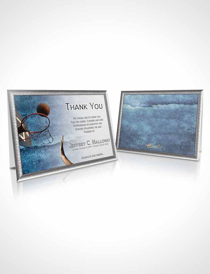 Funeral Thank You Card Template Ocean Blue Basketball Star