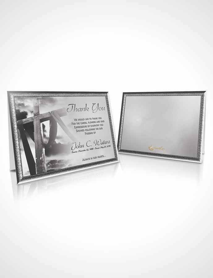 Funeral Thank You Card Template On The Cross Black and White