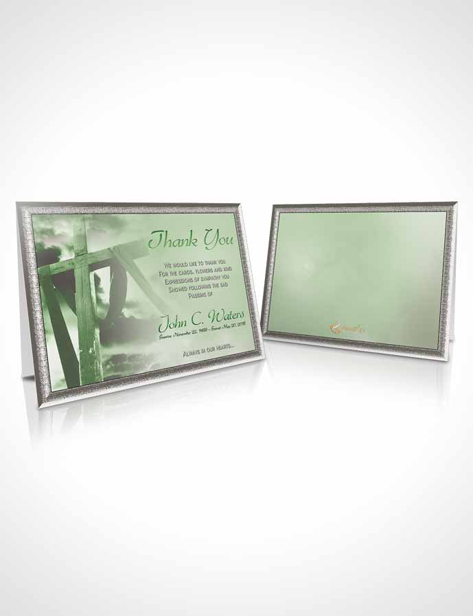 Funeral Thank You Card Template On The Cross Emerald Glow