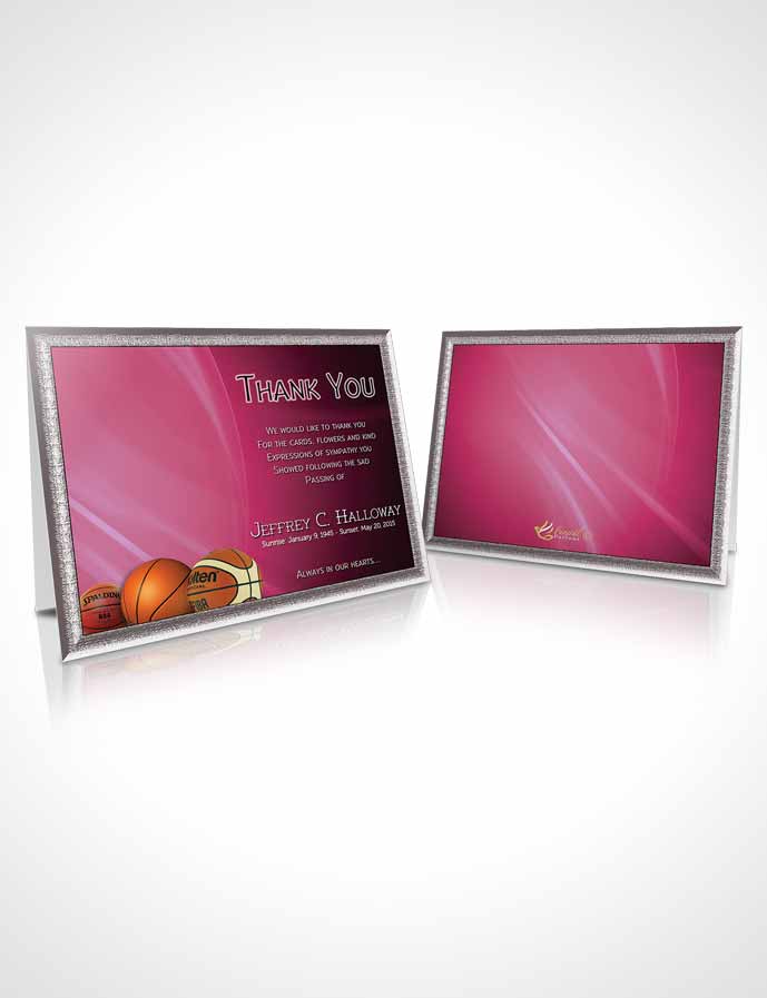 Funeral Thank You Card Template Pink Basketball Lover Dark