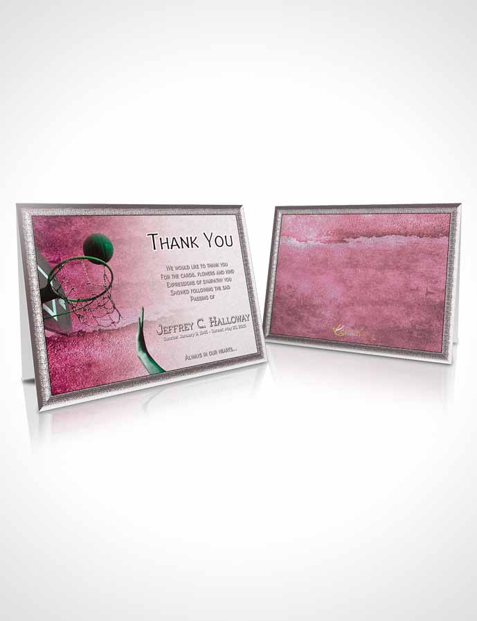 Funeral Thank You Card Template Pink Basketball Star