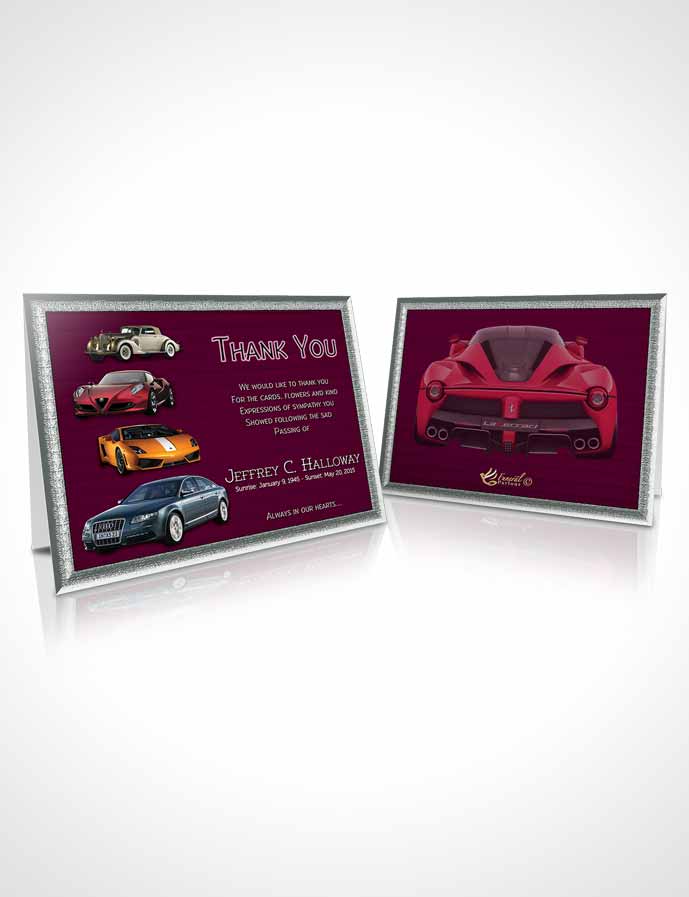 Funeral Thank You Card Template Pink Desire Car Enthusiast