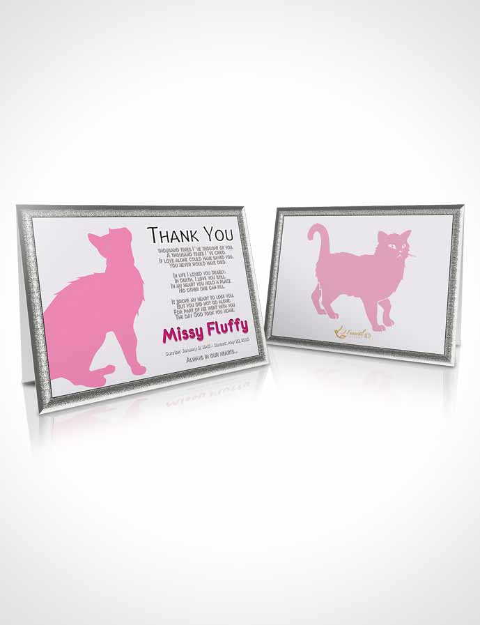 Funeral Thank You Card Template Pink Fluffy Cat