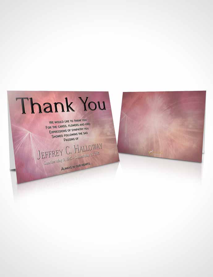 Funeral Thank You Card Template Pink Heaven Universal Lights