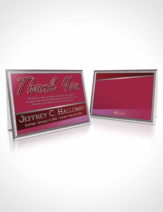 Funeral Thank You Card Template Pink Love Tranquility Dark