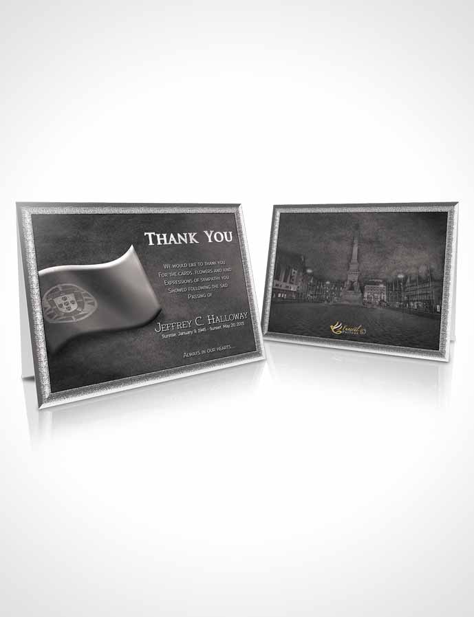 Funeral Thank You Card Template Portuguese Black and White Serenity