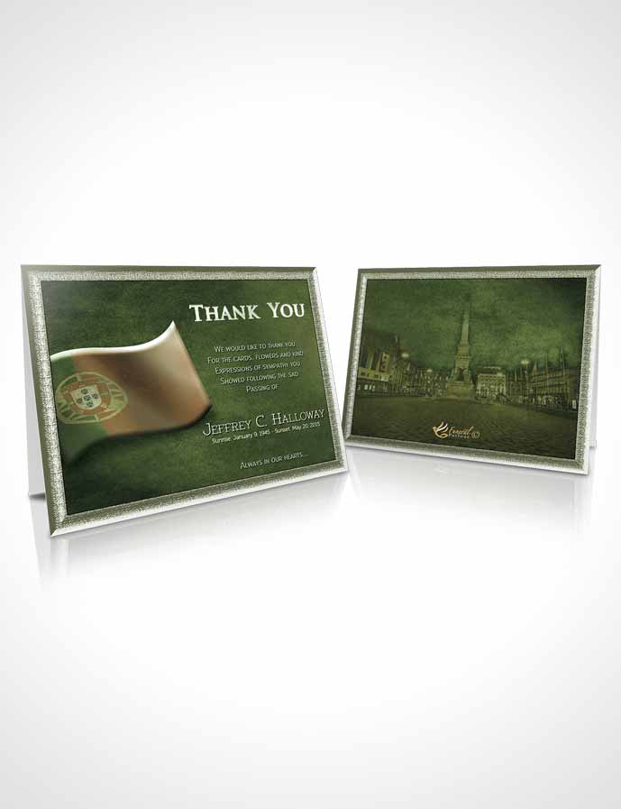 Funeral Thank You Card Template Portuguese Emerald Serenity