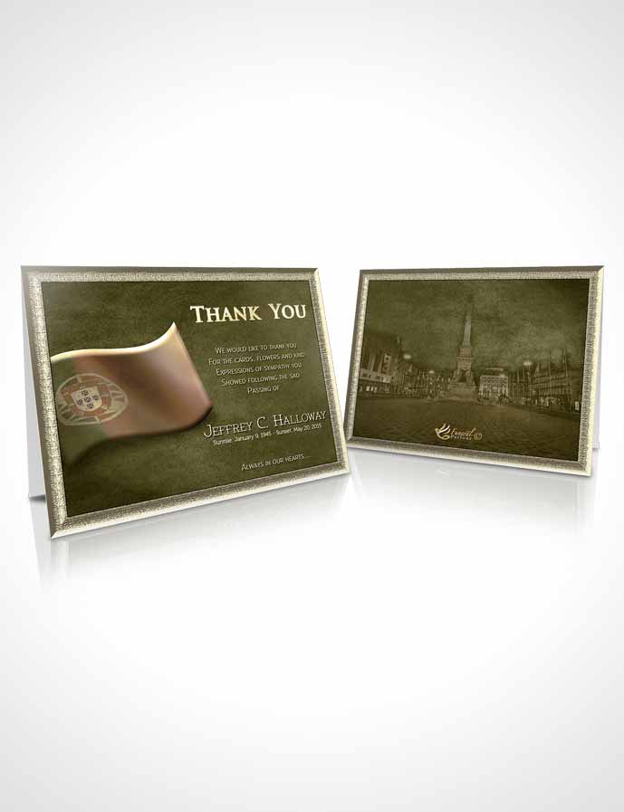 Funeral Thank You Card Template Portuguese Golden Serenity