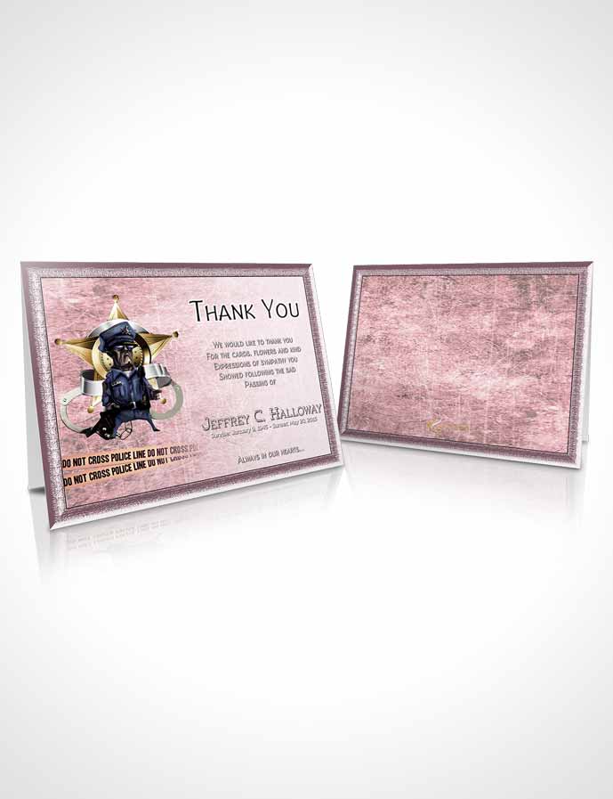 Funeral Thank You Card Template Pretty Pink Police Enforcement