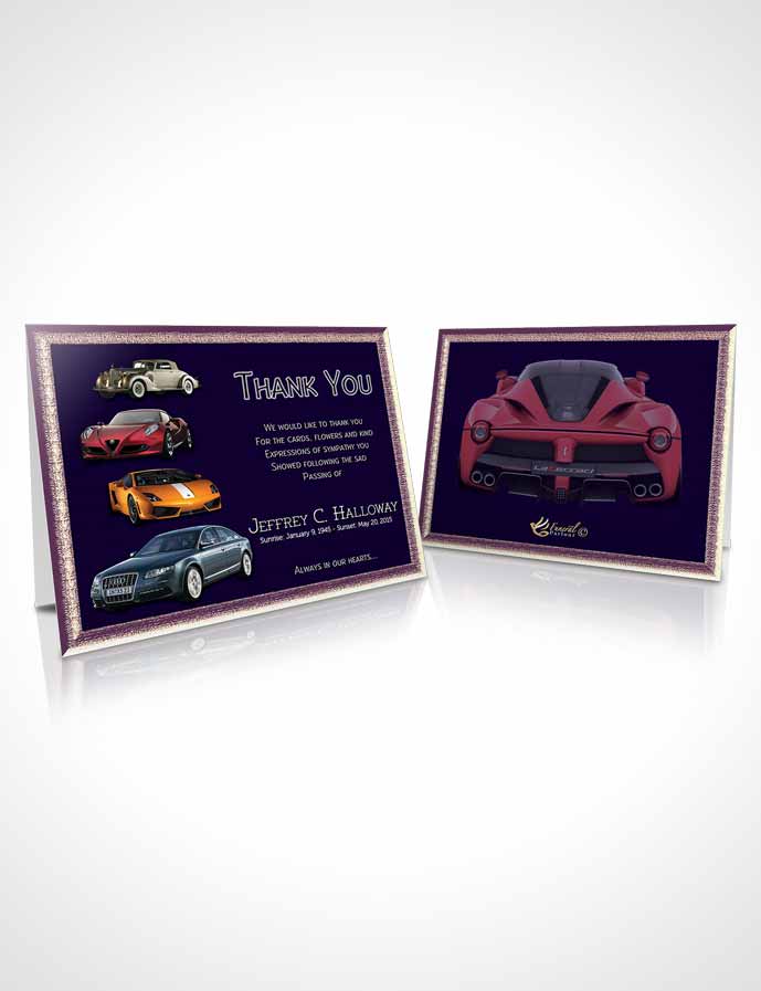 Funeral Thank You Card Template Purple Star Car Enthusiast