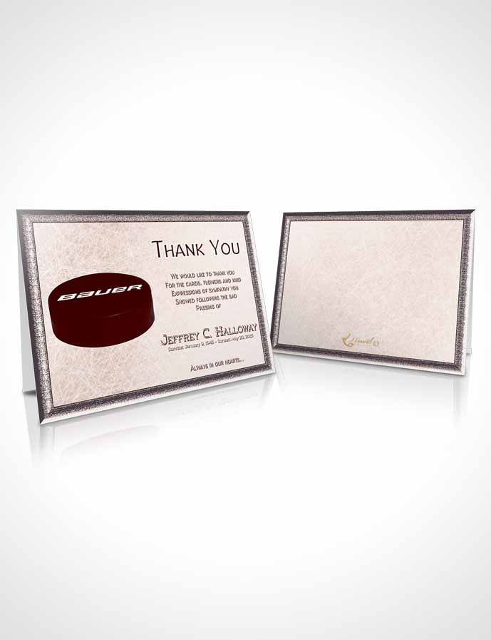 Funeral Thank You Card Template Ruby Hockey Star