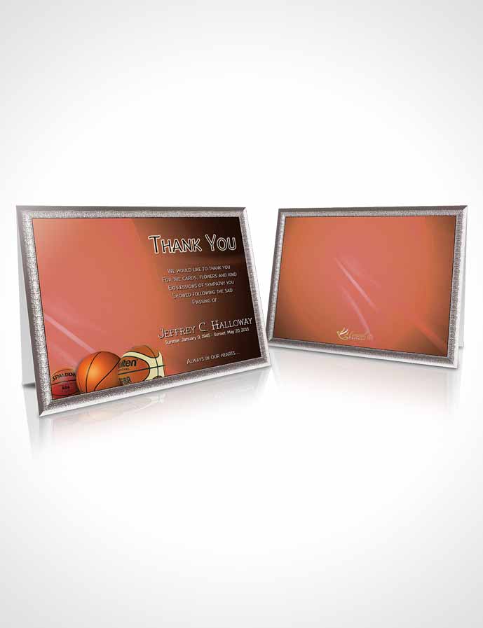 Funeral Thank You Card Template Ruby Night Basketball Lover Light