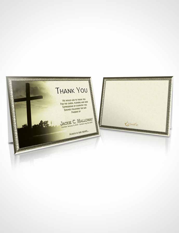 Funeral Thank You Card Template Rustic Cross in the Sky