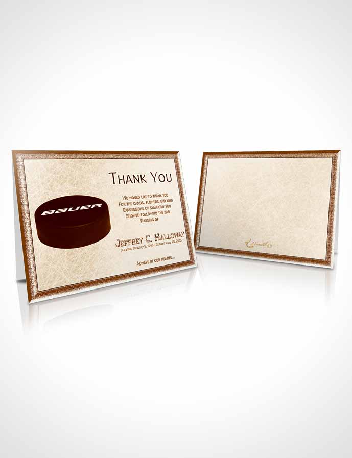 Funeral Thank You Card Template Rustic Hockey Star