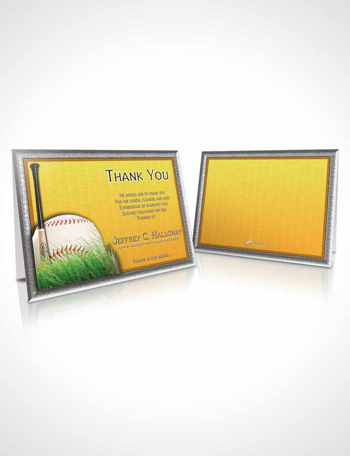 Funeral Thank You Card Template Sandy Baseball Star Light