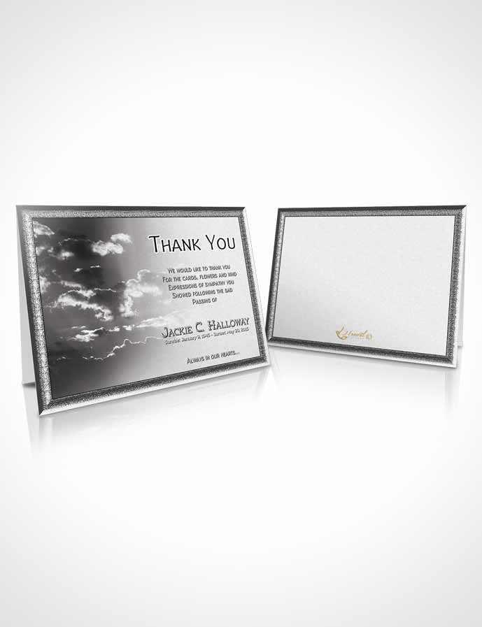 Funeral Thank You Card Template Black and White Shinning Clouds