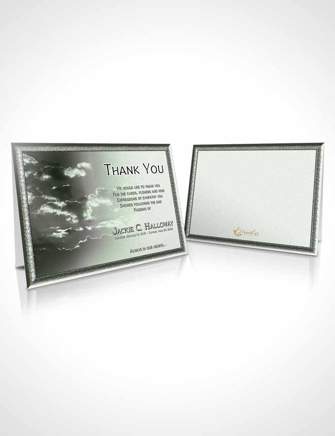 Funeral Thank You Card Template Emerald Shinning Clouds