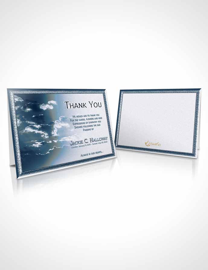 Funeral Thank You Card Template Shinning Turquoise Clouds