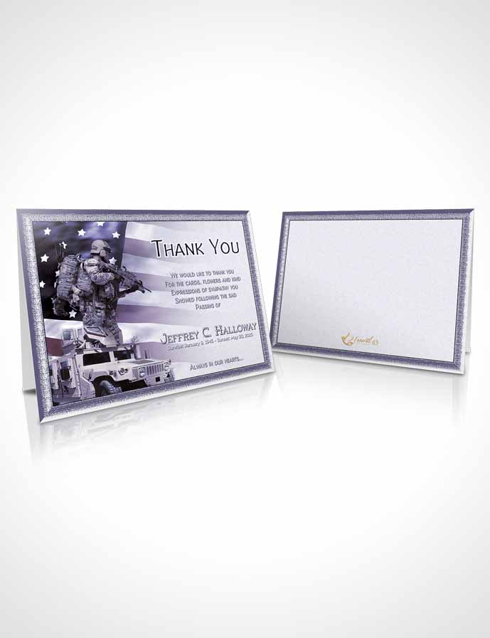 Funeral Thank You Card Template Sky Blue Army Salute