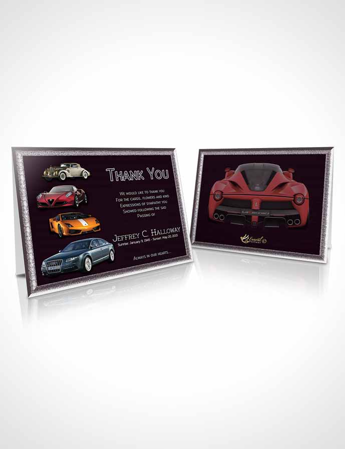 Funeral Thank You Card Template Soft Amethyst Car Enthusiast