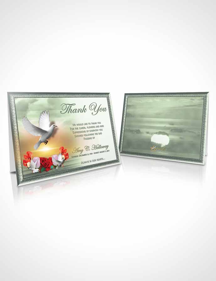 Funeral Thank You Card Template Soft Emerald Delightful Doves