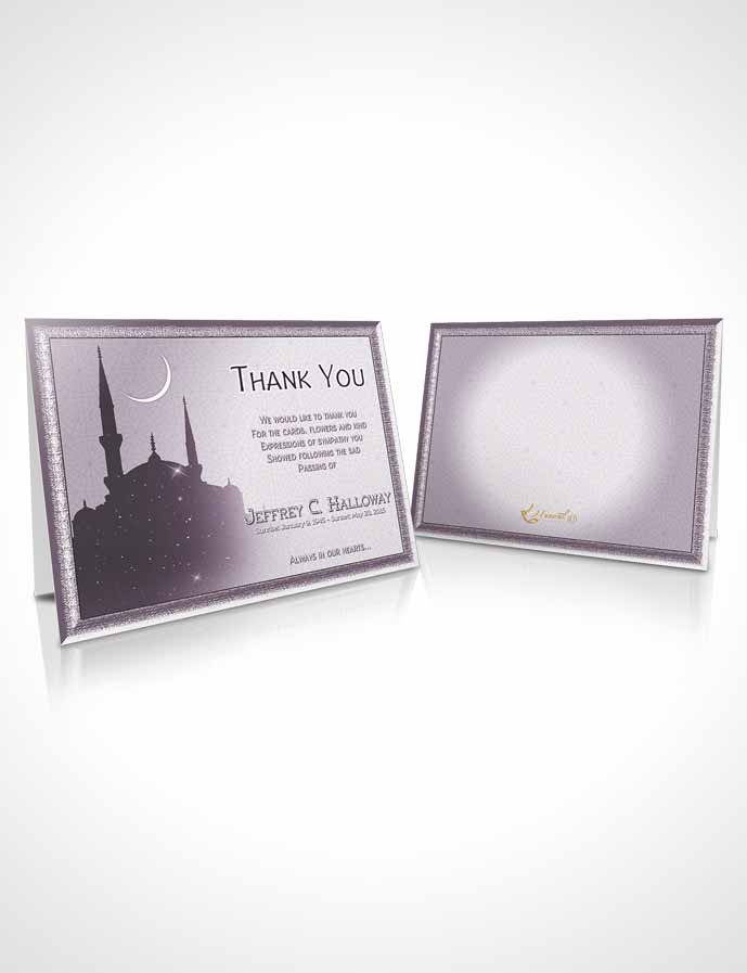 Funeral Thank You Card Template Soft Lavender Sky Islamic Serenity