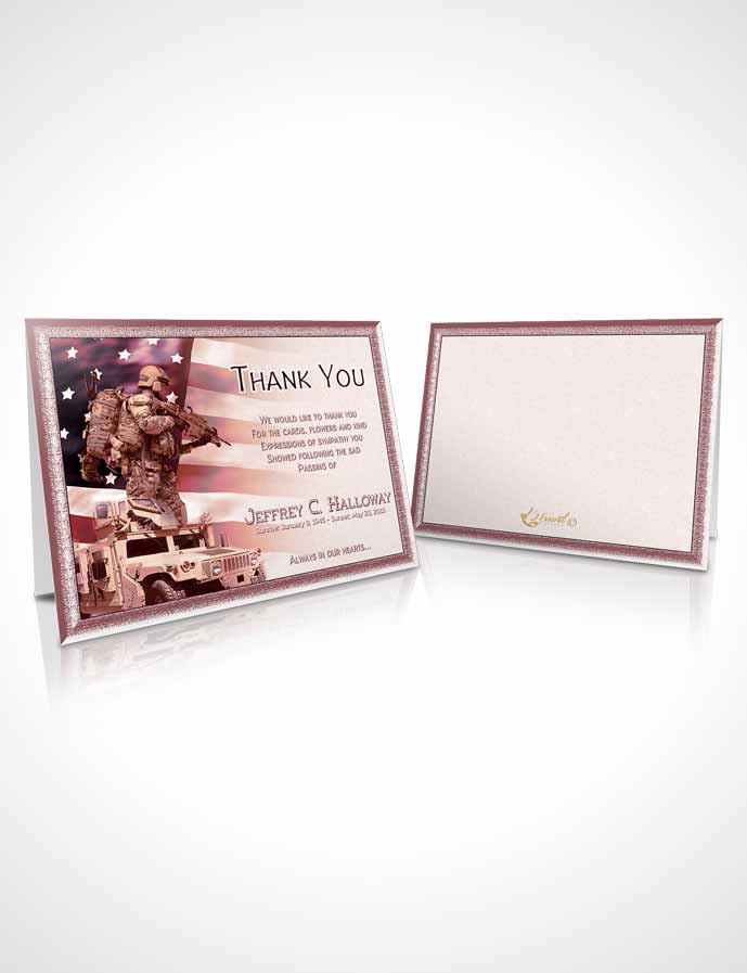 Funeral Thank You Card Template Strawberry Army Salute