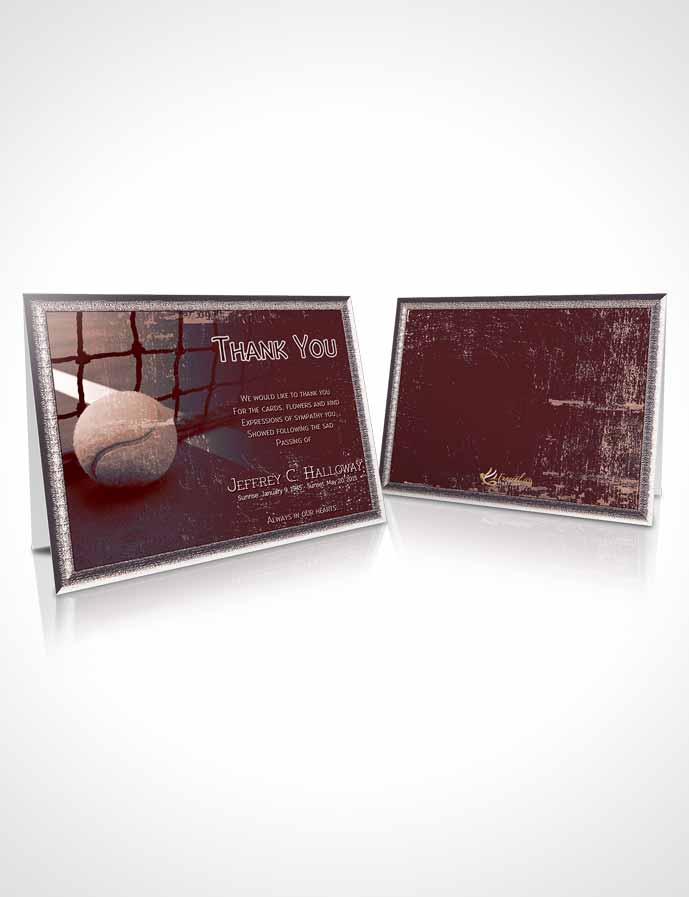 Funeral Thank You Card Template Strawberry Sky Tennis Star