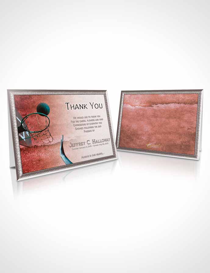 Funeral Thank You Card Template Summer Ruby Basketball Star